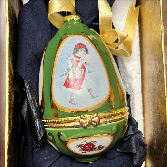 Christmas Valerie Parr Hill Musical Trinket Box Egg Ornaments SET OF 5!!! - Picture 3 of 6